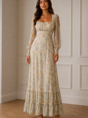 Vintage Gunne Sax 1970s Floral Prairie Maxi Dress Size Small
